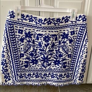 NWOT Francesca's Collections Blue and White Embroidered Mini Skirt